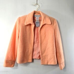 Adolfo Studio Deadstock Jacket Open Front Mohair Blend Fuzzy VTG Vintage Blazer